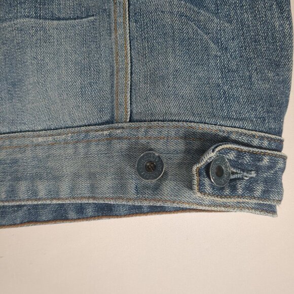 Guess Small Dillon Distressed Ripped Denim Blue Jean Jacket Medium Wash Adult - Picture 9 of 14